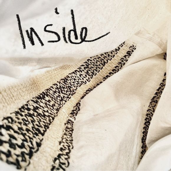 Accent Throw Pillow Tufted Boho Black Cream White with 10 Tassels  18 x 18 in - Picture 8 of 12